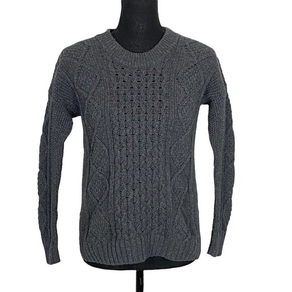MADEWELL Sweater Cable Knit Long Sleeve Pullover Gray XS B10-11